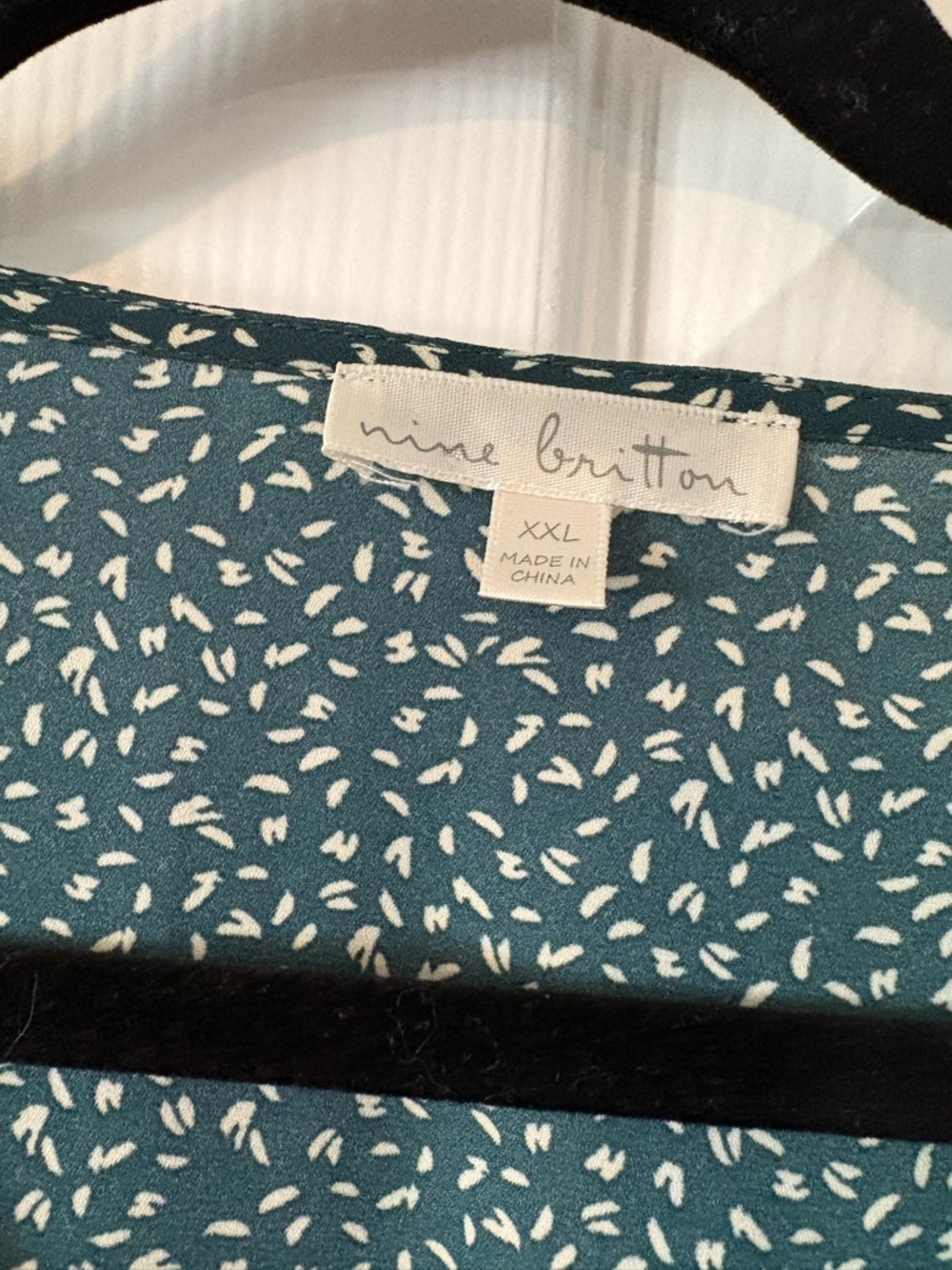 nine britton Teal Wrap Blouse with White Micro Dot Print - Picture 2 of 3
